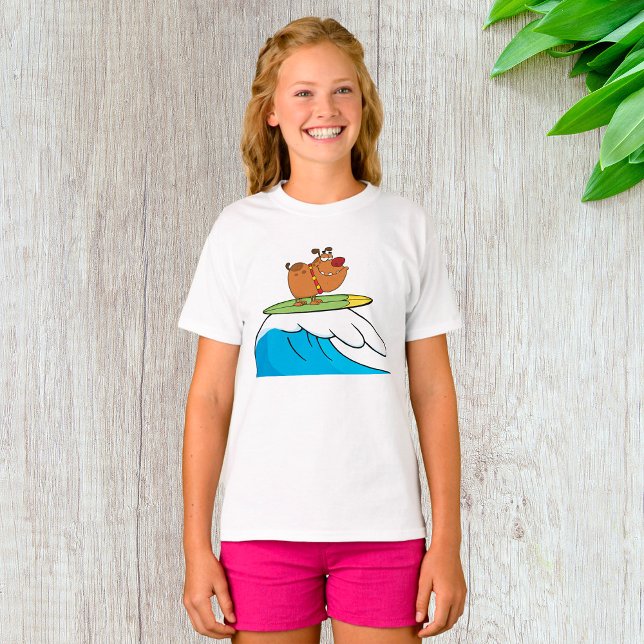 Surfing Bulldog Rolig hund T-Shirt (Skapare uppladdad)
