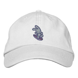 Surfing Bunny Embroiderad Grått Bunny Baseball Hat Broderad Keps