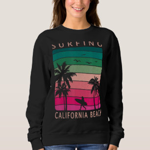 Surfing California Beach Sunset Handflatan Träd Su T Shirt