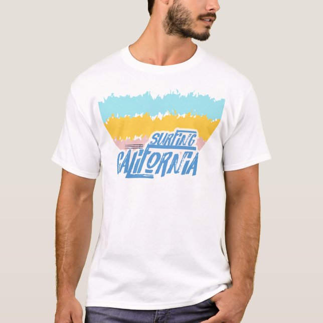 Surfing California Retro Graphic T Shirt (Framsida)