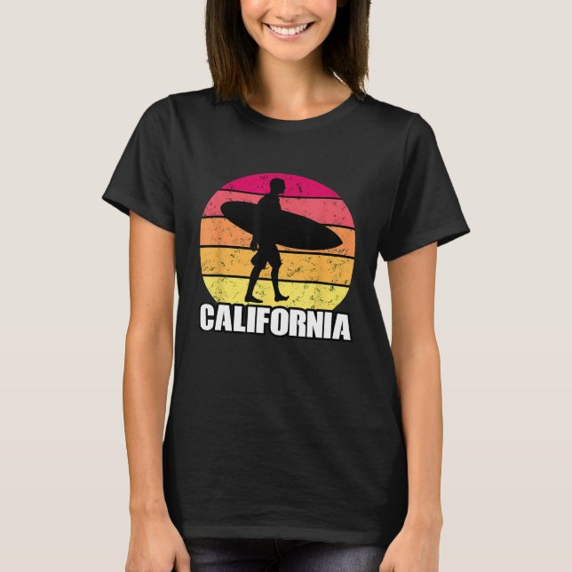 Surfing California Surfer Surfa T Shirt (Framsida)