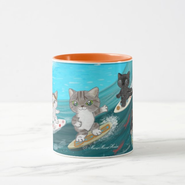Surfing Cats Mugg (Center)