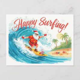 Surfing Christmas with SANTA CLAUS  Helg Vykort
