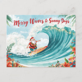 Surfing Christmas with SANTA CLAUS  Vykort