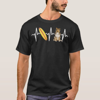 Surfing Collie Heartslag Hund T Shirt