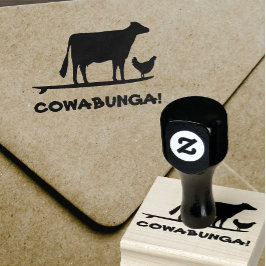 Surfing Cow och Chicken Cowabunga Funny Stämpel
