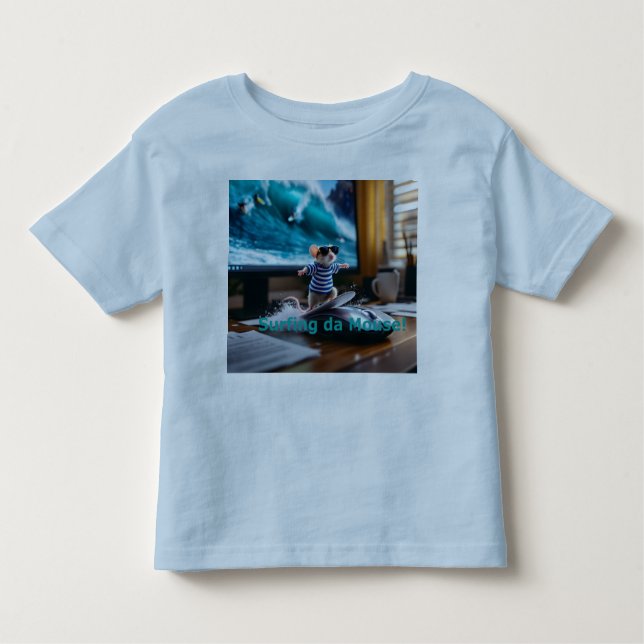 Surfing da Mouse! Textversion med delfin T Shirt (Framsida)