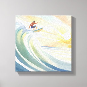 Surfing Days   Ocean Wave Surf Akvarell Canvastryck
