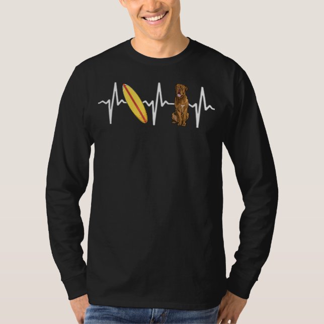 Surfing Dogues De Bordeaux Heartslag Hund T Shirt (Framsida)