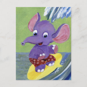 Surfing Elephant Vykort