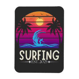 Surfing Est. 2025 Surfa för Vacay-läge för Retro-V Magnet