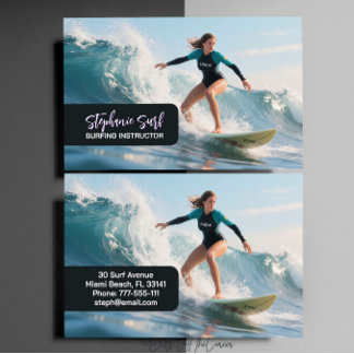 Surfing Female Instructor Business Card Visitkort