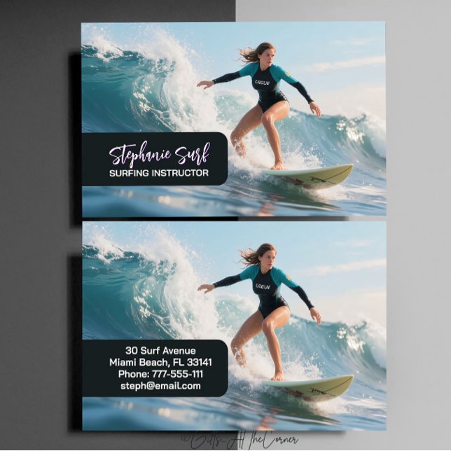 Surfing Female Instructor  Business Card Visitkort (Skapare uppladdad)