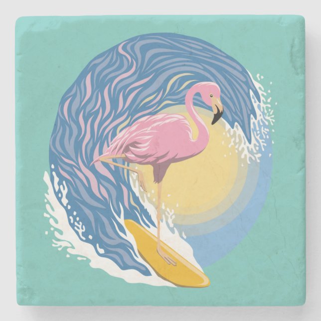 Surfing Flamingo Graphic Illustration Stenunderlägg (Framsidan)