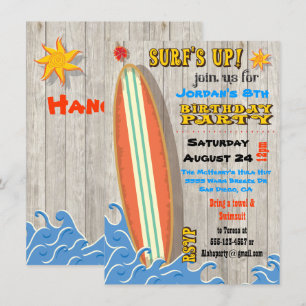 Surfing Födelsedagsfest inbjudan
