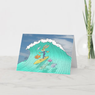 Surfing. för påskhare kort