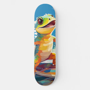Surfing Gecko Riding the Vågar Mini Skateboard Bräda 18,5 Cm