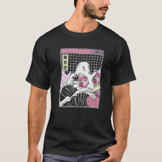 Surfing Ghost Strawberry Mjölk Cartons Anime Kawai T Shirt