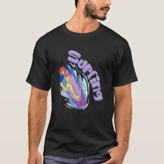 Surfing Girl Ocean Waves Surfboard Surfer T Shirt