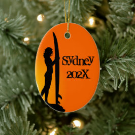 Surfing Girl Personlig Photo Ceramic Ornament