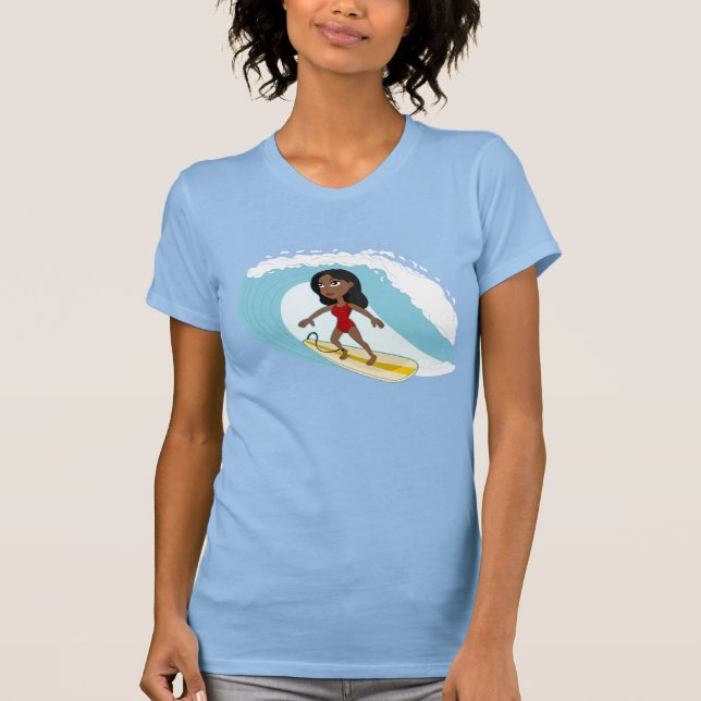 Surfing Girl tecknad T-shirt (Framsida)