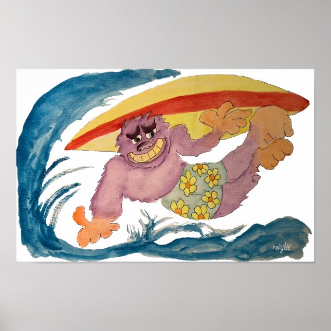 Surfing Gorilla Poster (Framsidan)