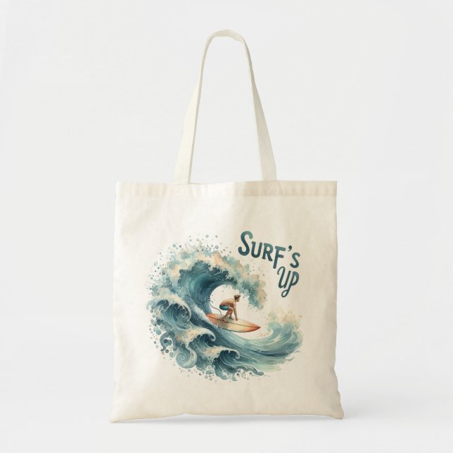 Surfing Graphic Tote Bag för "Surfans upp" Tygkasse (Framsidan)