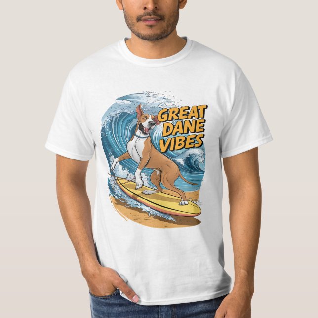 Surfing Great dane Pooch T Shirt (Framsida)