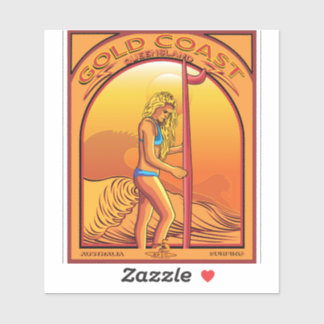 SURFING GULD KUSTEN QUEENSLAND AUSTRALIA KLISTERMÄRKEN