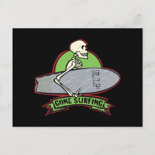 Surfing Halloween Skeleton Vykort