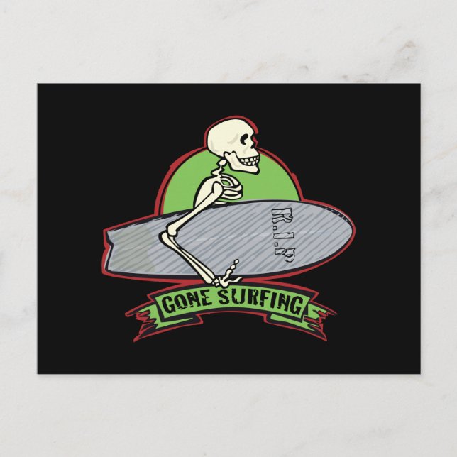 Surfing Halloween Skeleton Vykort (Framsida)
