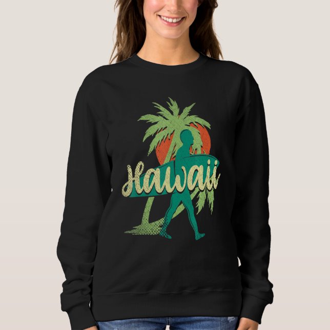 Surfing Handflatan Träd Hawaiian Summer Honolulu T T Shirt (Framsida)
