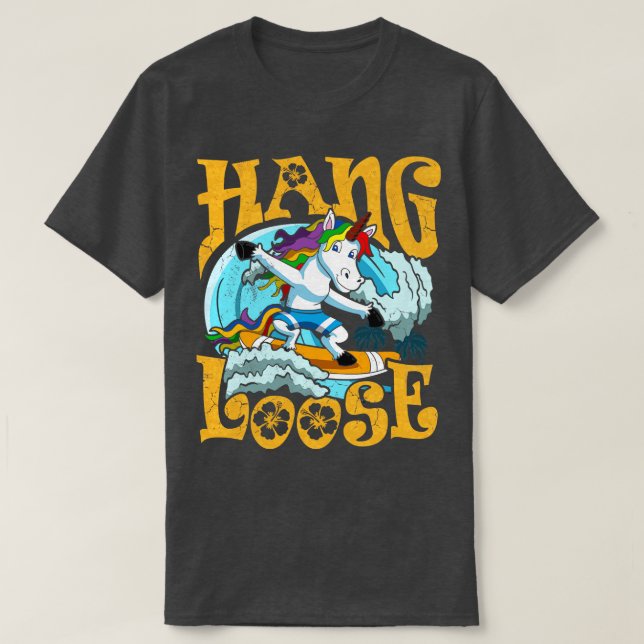 Surfing hängslet Unicorn Surfer Surfa T Shirt (Design framsida)