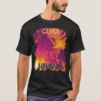 Surfing Havana Vacation Kuba Handflatan träd-stran T Shirt