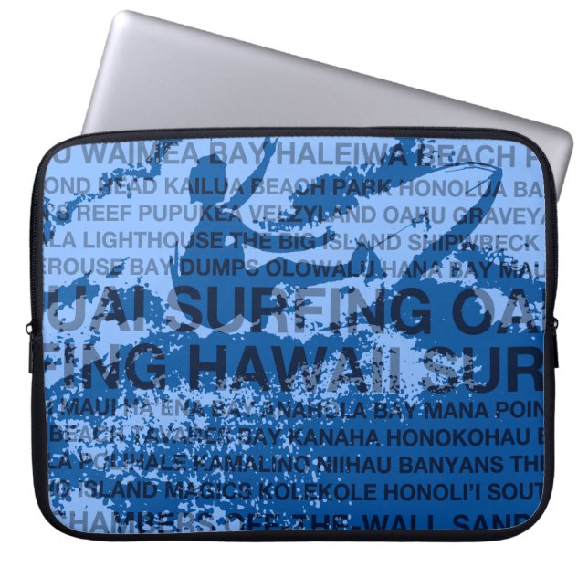 Surfing Hawaii Cutback Hawaiian Wetdress Bärbar vä Laptop Fodral (Framsidan)
