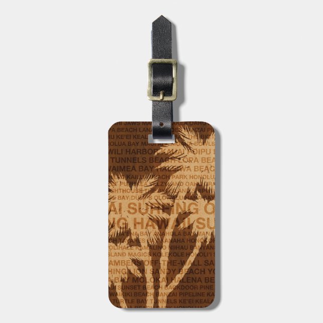Surfing Hawaii Handflatan Träd Faux Wood Luggage T Bagagebricka (Vertikal Framsida)