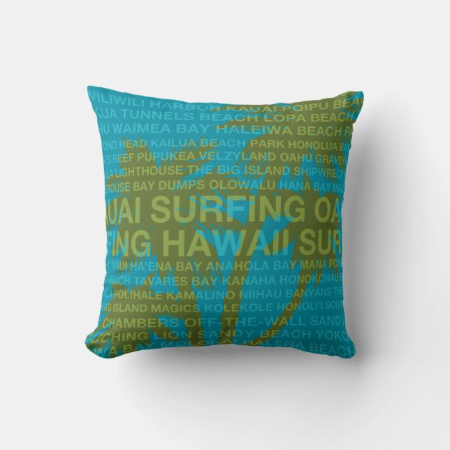 Surfing Hawaii Handflatan Träd Hawaiian Pillows Kudde (Framsida)