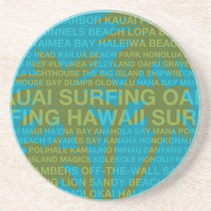 Surfing Hawaii Handflatan Träd Hawaiian Stone Unde Underlägg