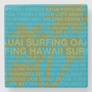 Surfing Hawaii Handflatan Träd Hawaiian TikiBar Un Underlägg Sten