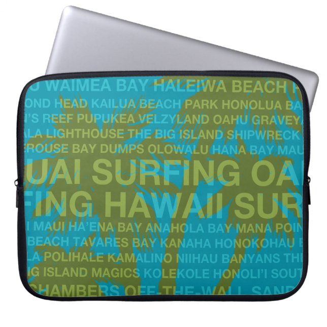 Surfing Hawaii Handflatan Träd Hawaiian WetdressLa Laptop Sleeve (Framsidan)
