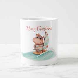Surfing Hippo Bikini Christmas  Jumbo Mugg