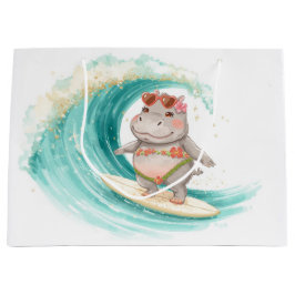 Surfing Hippo Christmas Bikini on big wave