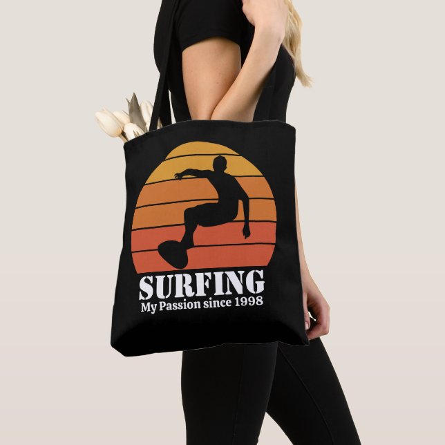 Surfing Hobby Retro Sunset Personalize Tygkasse (Närbild)