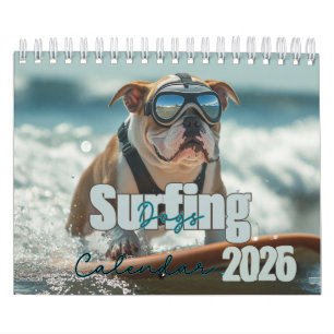 Surfing Hund Calendar, 2025 Calendar, Hund Kalender