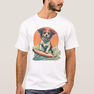 Surfing Hund Retro Vintage Beach Vibes T Shirt