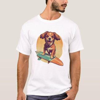 Surfing Hund Retro Vintage Beach Vibes T Shirt