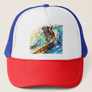 Surfing Hund - Roligt Beach Valp Illustration Keps