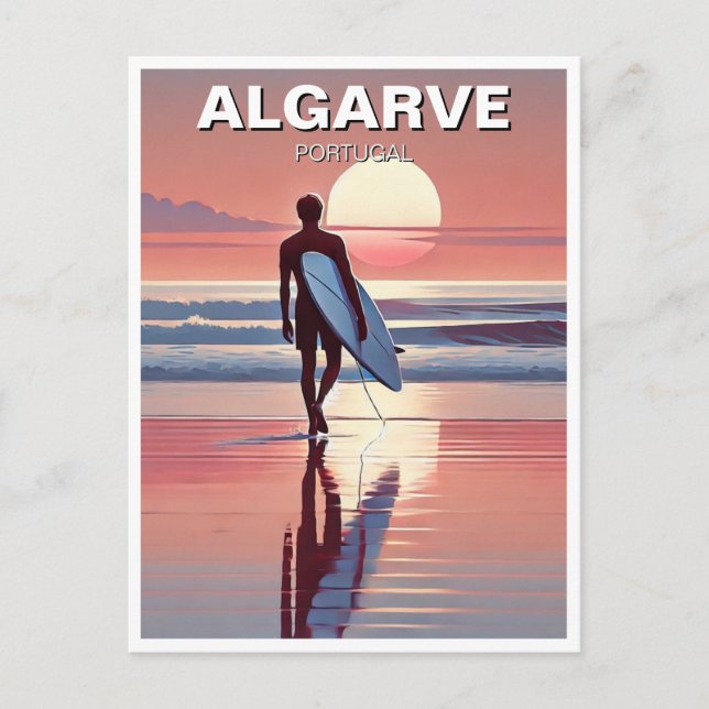 Surfing i Algarve Portugal Vykort (Framsida)
