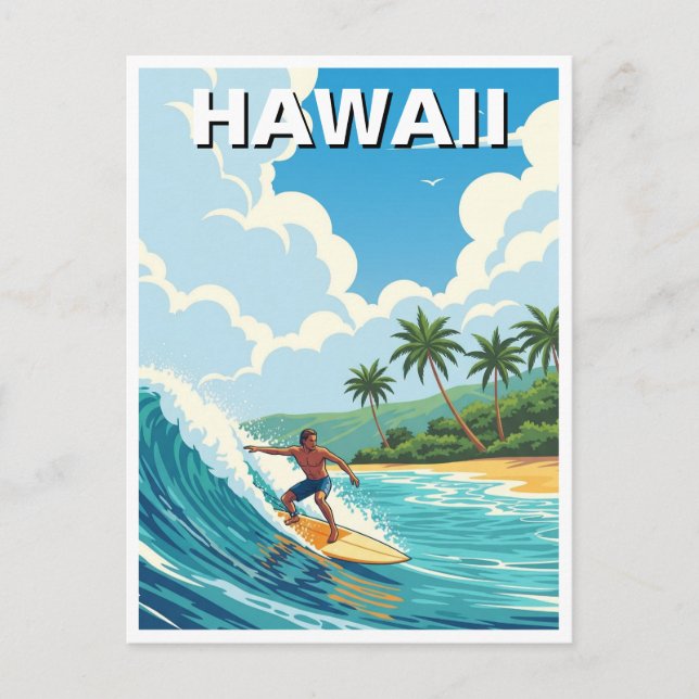 Surfing i Hawaii Vykort (Framsida)