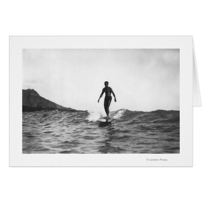 Surfing i Honolulu Hawaii Longboard Surfer Hälsningskort (Framsidan Horizontal)